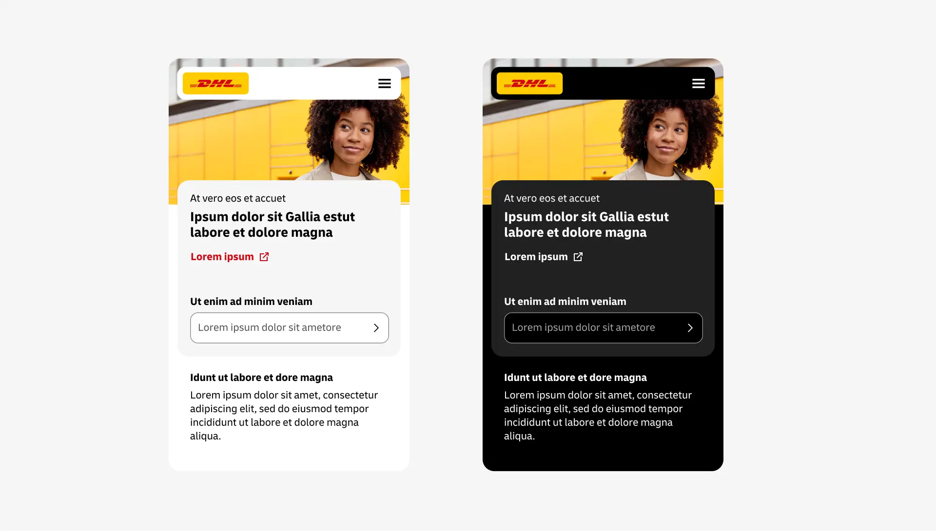 Light and dark mobile screens