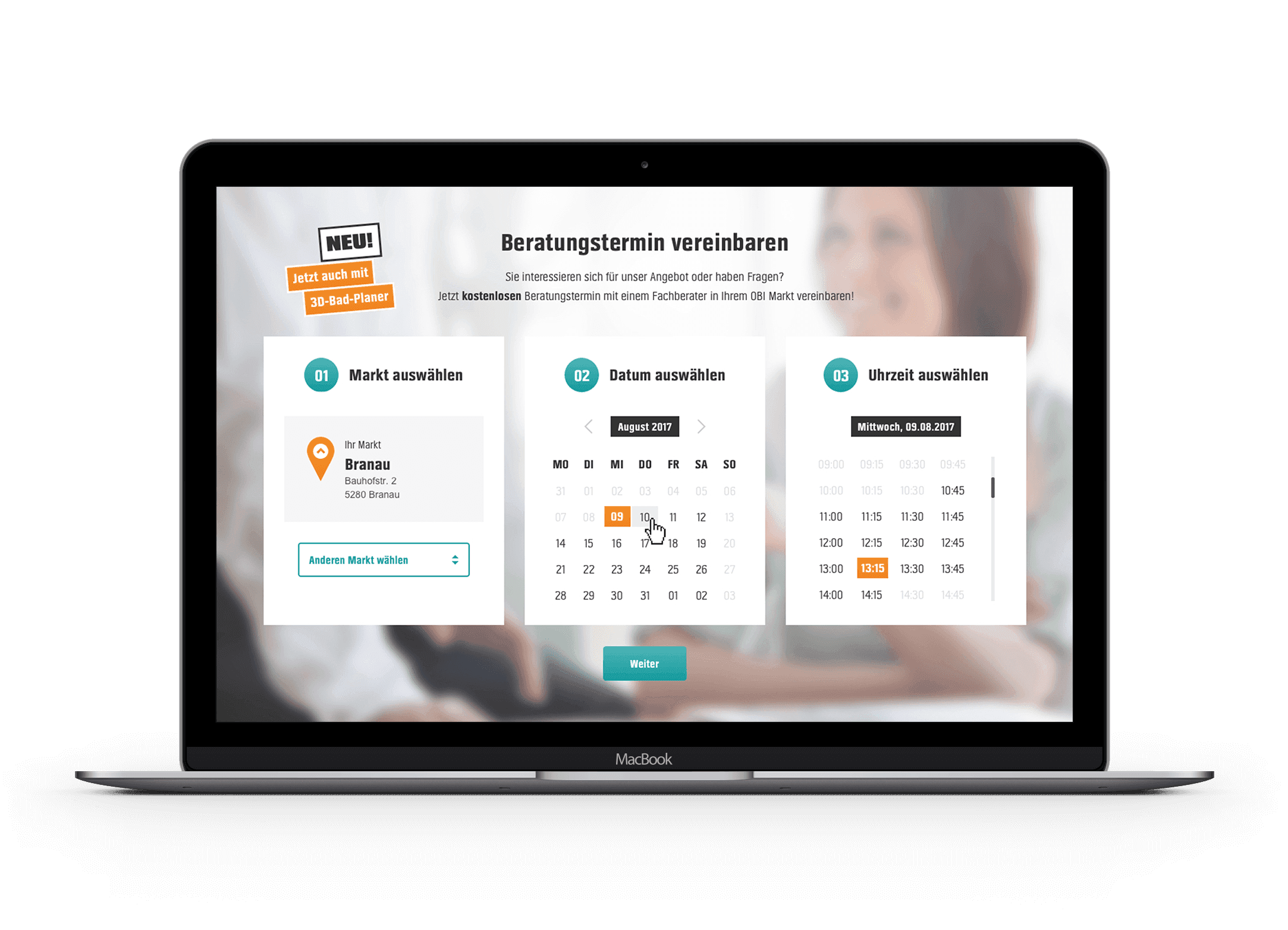 Consultation booking step on MacBook