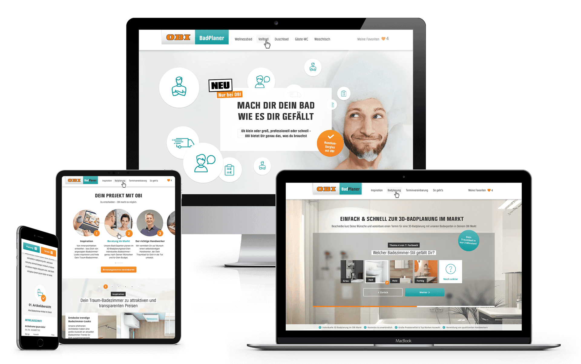 OBI Next project showcase with multiple device mockups